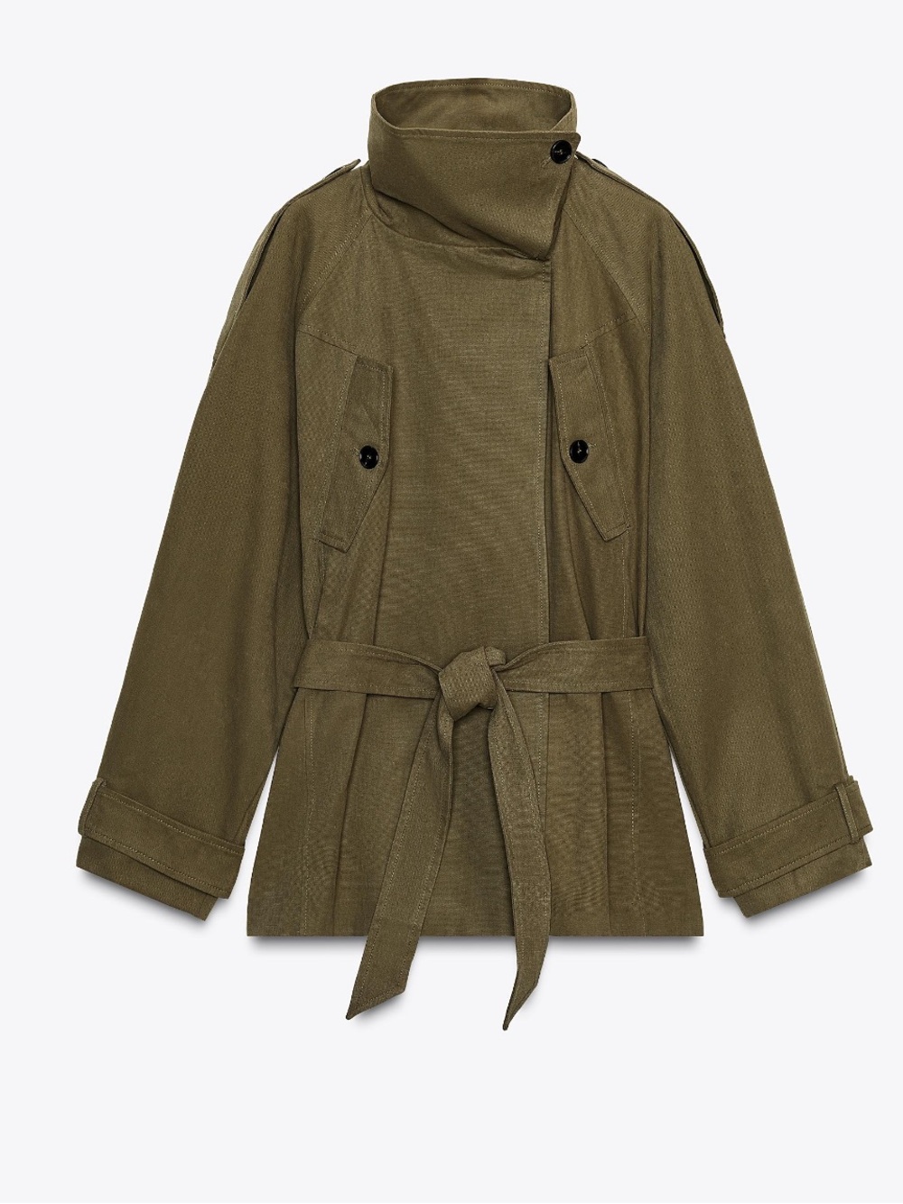 Zara Olive Belted Trench Coat